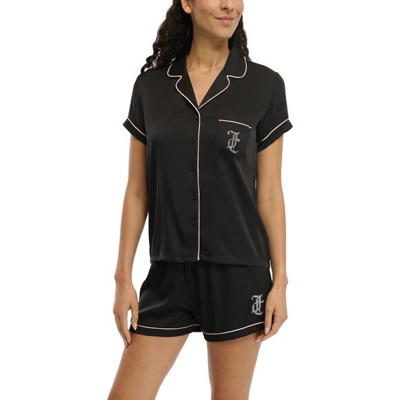 Juicy Couture Women's 2 Piece Pajama Bling Set Black Sz XL Y2K Style Loungewear - Picture 2 of 10